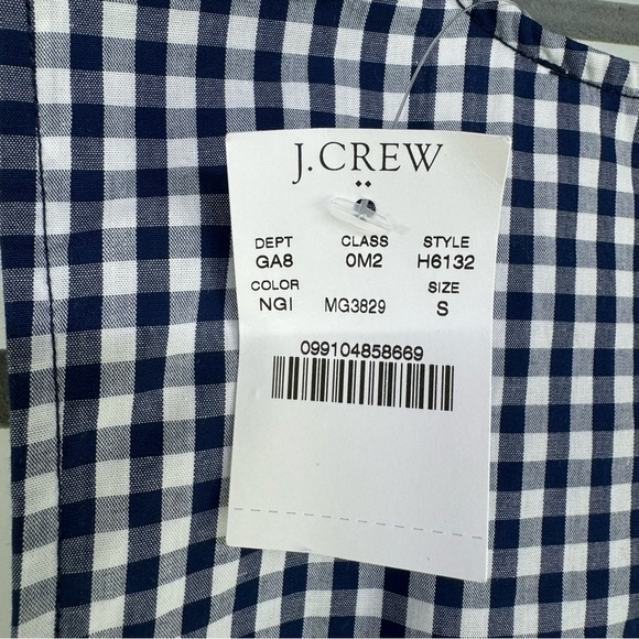 NEW J. Crew cotton contrast terry gingham navy blue shell tank top size small - Picture 5 of 10